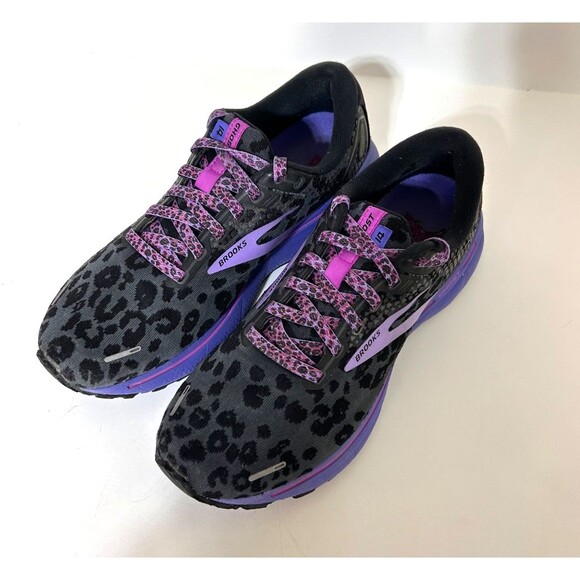 Brooks Ghost 14 Electric Cheetah Run Wild Black Purple Women’s Size 9 - Picture 4 of 12
